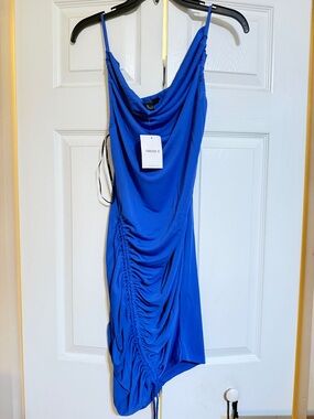 Forever 21 Cobalt Blue Asymmetrical Cowl Neck Dress